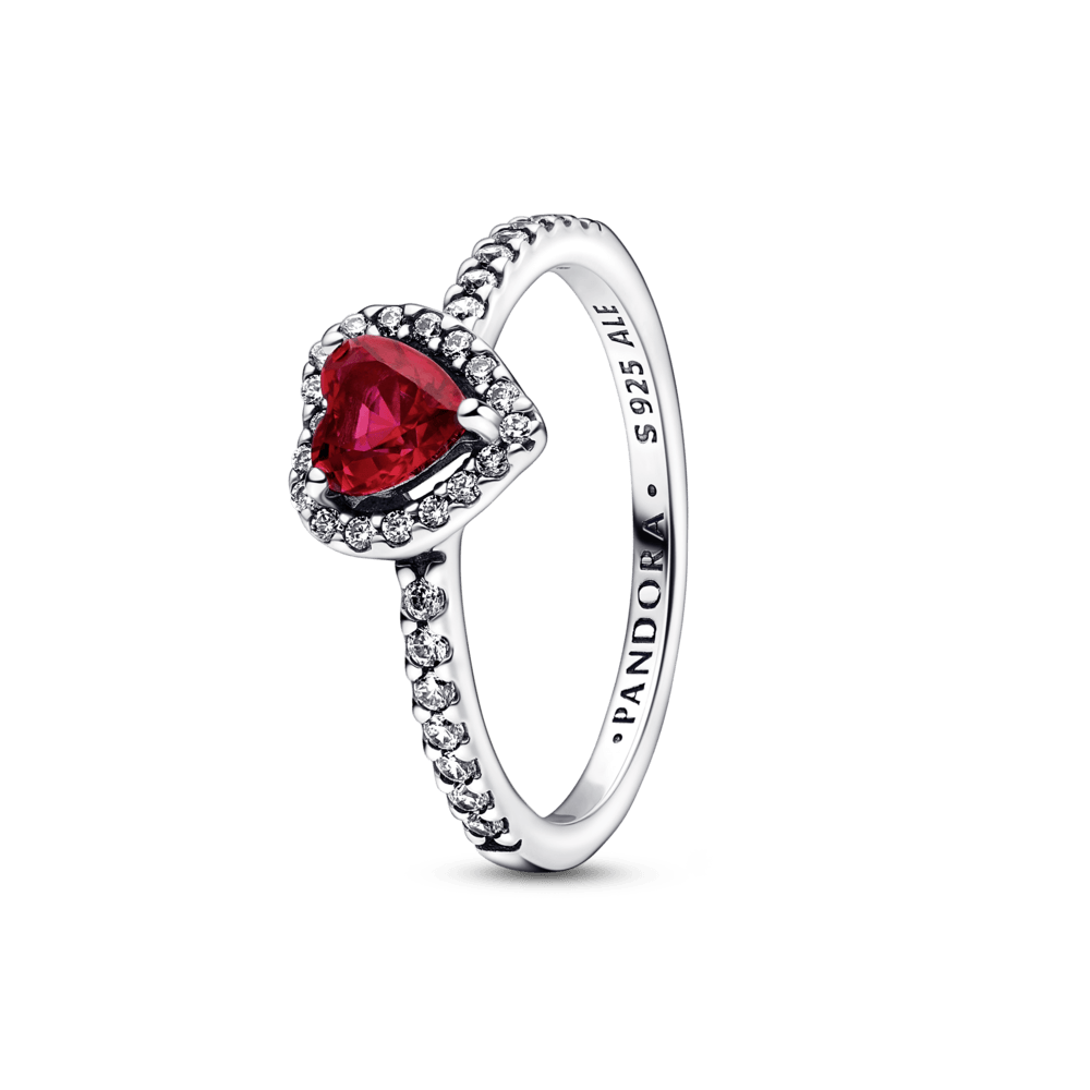 Anillo Mujer Corazón elevado rojo Pandora