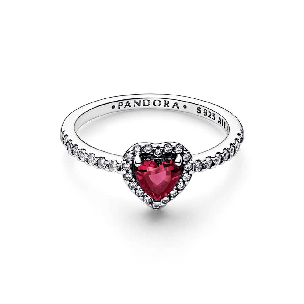 Anillo Mujer Corazón elevado rojo Pandora