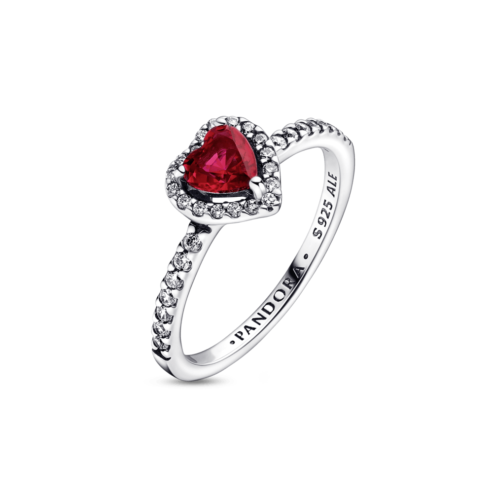 Anillo Mujer Corazón elevado rojo Pandora