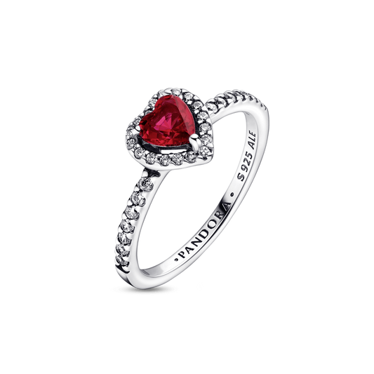 Anillo Mujer Corazón elevado rojo Pandora